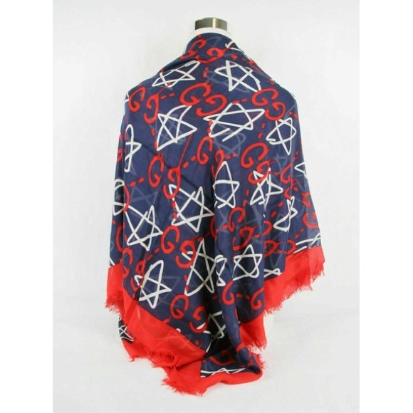 SOLD Gucci Ghost Blue Modal/silk GG LG Scarf Shawl - Picture 2 of 5